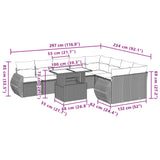 10 Piece Garden Sofa Set with Cushions Grey Poly Rattan - Extra Image