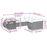 10 Piece Garden Sofa Set with Cushions Black Poly Rattan