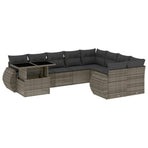 10 Piece Garden Sofa Set with Cushions Grey Poly Rattan