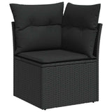 11 Piece Garden Sofa Set with Cushions Black Poly Rattan - Top-Down View