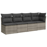 11 Piece Garden Sofa Set with Cushions Grey Poly Rattan - Side View