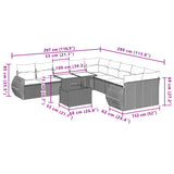11 Piece Garden Sofa Set with Cushions Grey Poly Rattan - Extra Image