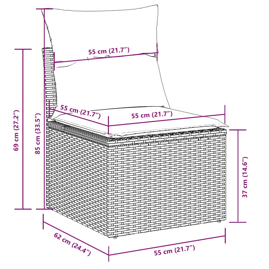 5 Piece Garden Sofa Set with Cushions Black Poly Rattan