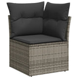 6 Piece Garden Sofa Set with Cushions Grey Poly Rattan - Side View