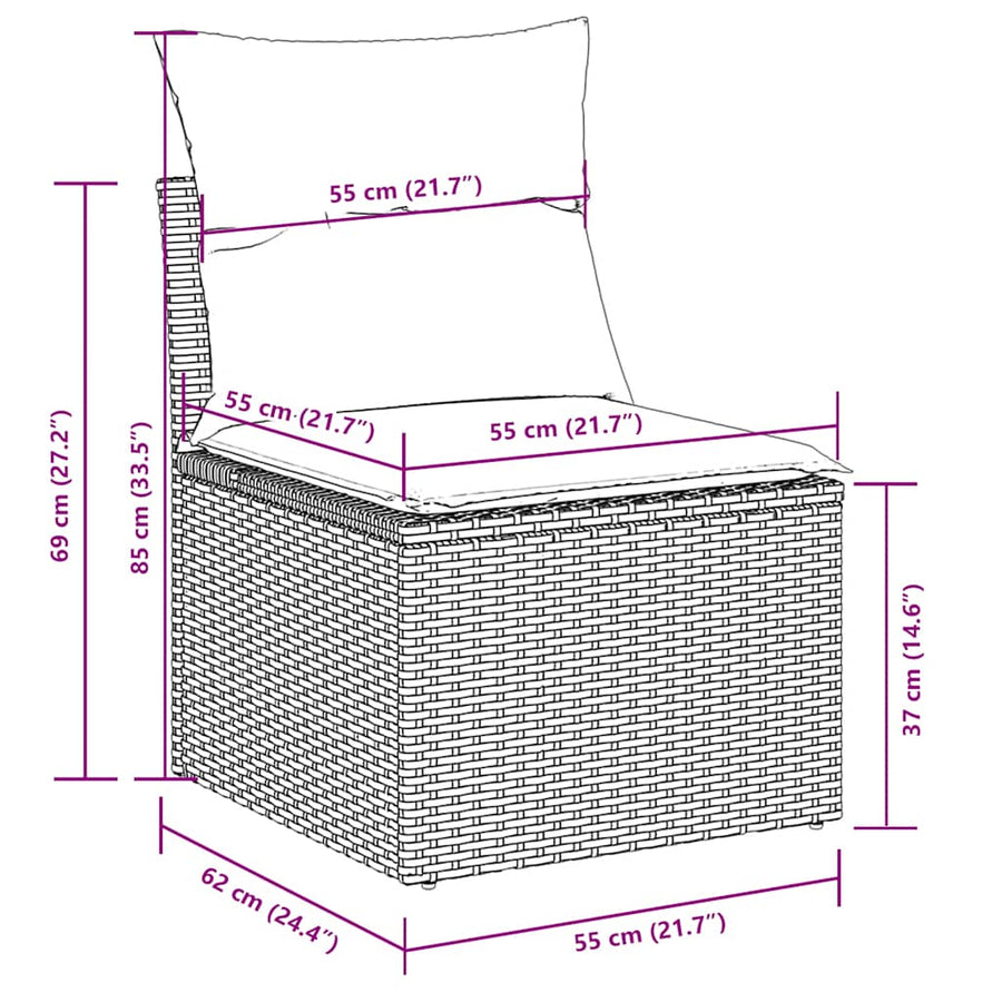 6 Piece Garden Sofa Set with Cushions Black Poly Rattan