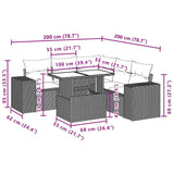 6 Piece Garden Sofa Set with Cushions Black Poly Rattan - Extra Image