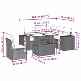 6 Piece Garden Sofa Set with Cushions Black Poly Rattan - Extra Image