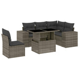 6 Piece Garden Sofa Set with Cushions Grey Poly Rattan
