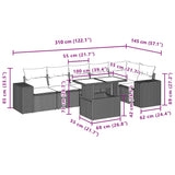 7 Piece Garden Sofa Set with Cushions Black Poly Rattan - Extra Image