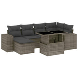 7 Piece Garden Sofa Set with Cushions Grey Poly Rattan