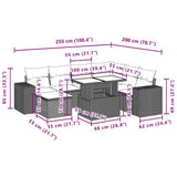 8 Piece Garden Sofa Set with Cushions Black Poly Rattan - Extra Image