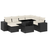 8 Piece Garden Sofa Set with Cushions Black Poly Rattan - Front View