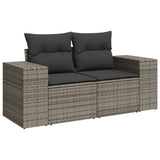 9 Piece Garden Sofa Set with Cushions Grey Poly Rattan - 45-Degree Angle