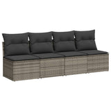 9 Piece Garden Sofa Set with Cushions Grey Poly Rattan - Close-Up Angle