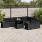 10 Piece Garden Sofa Set with Cushions Black Poly Rattan
