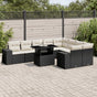 10 Piece Garden Sofa Set with Cushions Black Poly Rattan