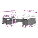 10 Piece Garden Sofa Set with Cushions Grey Poly Rattan - Extra Image