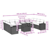 11 Piece Garden Sofa Set with Cushions Grey Poly Rattan - Extra Image