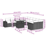 11 Piece Garden Sofa Set with Cushions Black Poly Rattan - Extra Image