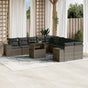 11 Piece Garden Sofa Set with Cushions Grey Poly Rattan