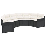 3 Piece Garden Sofa Set Half-Round Black Poly Rattan - Top-Down View