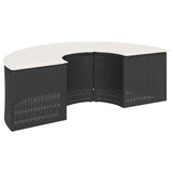 3 Piece Garden Sofa Set Half-Round Black Poly Rattan - 45-Degree Angle