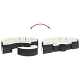 3 Piece Garden Sofa Set Half-Round Black Poly Rattan - Close-Up Angle