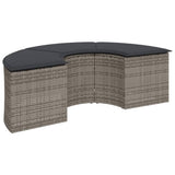 3 Piece Garden Sofa Set Half-Round Grey Poly Rattan - 45-Degree Angle