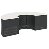 3 Piece Garden Sofa Set Half-Round Black Poly Rattan - 45-Degree Angle