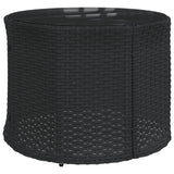 3 Piece Garden Sofa Set Half-Round Black Poly Rattan - Rear View
