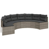 3 Piece Garden Sofa Set Half-Round Grey Poly Rattan - Top-Down View