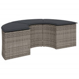 3 Piece Garden Sofa Set Half-Round Grey Poly Rattan - 45-Degree Angle