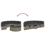 3 Piece Garden Sofa Set Half-Round Grey Poly Rattan - Close-Up Angle