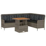 2 Piece Garden Sofa Set with Cushions Grey Poly Rattan - Front View