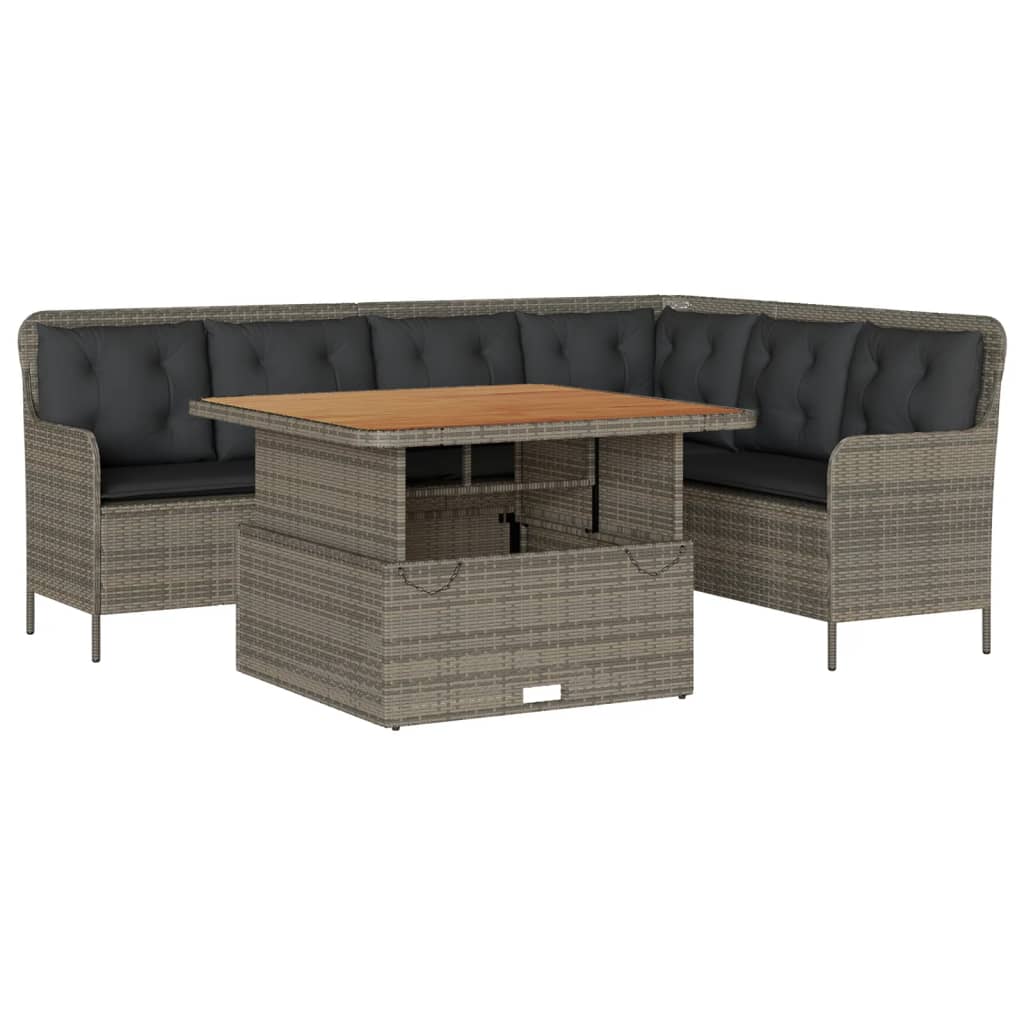 2 Piece Garden Sofa Set with Cushions Grey Poly Rattan