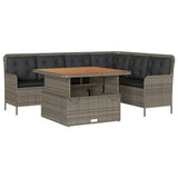 2 Piece Garden Sofa Set with Cushions Grey Poly Rattan - Front View