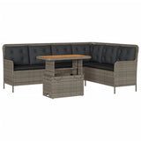 2 Piece Garden Sofa Set with Cushions Grey Poly Rattan - Front View