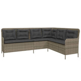 2 Piece Garden Sofa Set with Cushions Grey Poly Rattan - Side View