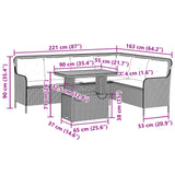 2 Piece Garden Sofa Set with Cushions Grey Poly Rattan - Low Angle