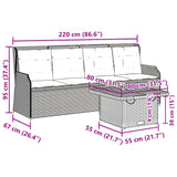 3 Piece Garden Lounge Set with Cushions Black Poly Rattan - Extra Image