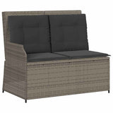 3 Piece Garden Lounge Set with Cushions Grey Poly Rattan - Side View