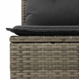 3 Piece Garden Lounge Set with Cushions Grey Poly Rattan - Low Angle