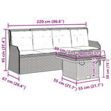 3 Piece Garden Lounge Set with Cushions Grey Poly Rattan - Extra Image