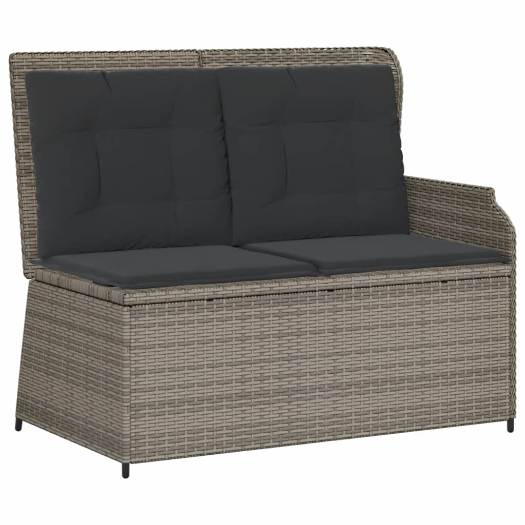 4 Piece Garden Lounge Set with Cushions Grey Poly Rattan