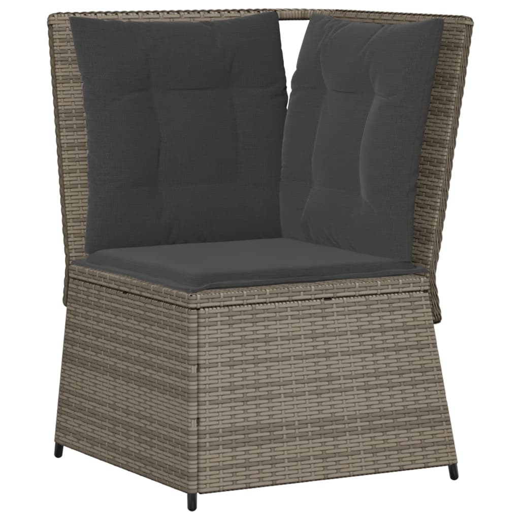 4 Piece Garden Lounge Set with Cushions Grey Poly Rattan