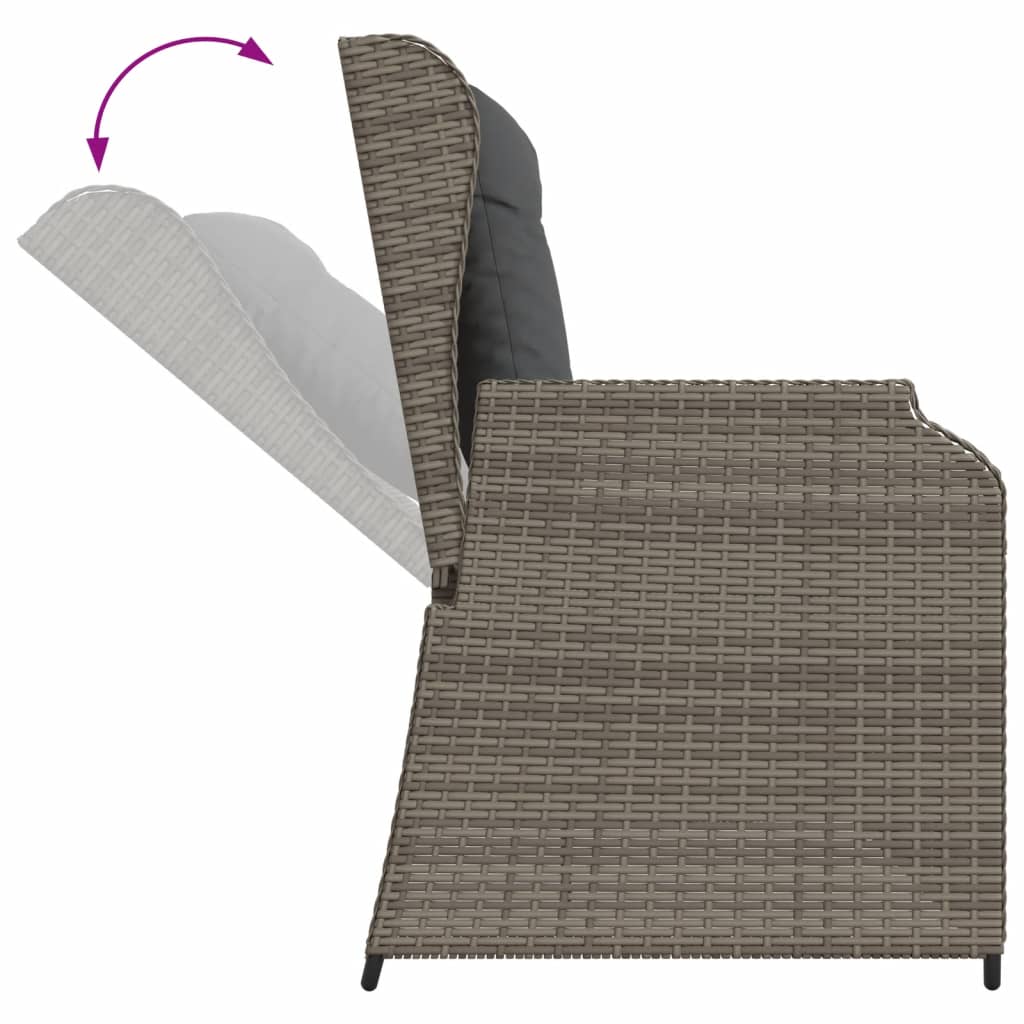 4 Piece Garden Lounge Set with Cushions Grey Poly Rattan