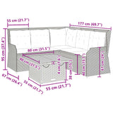 4 Piece Garden Lounge Set with Cushions Grey Poly Rattan