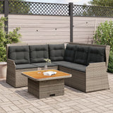 4 Piece Garden Lounge Set with Cushions Grey Poly Rattan