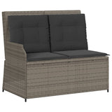 5 Piece Garden Lounge Set with Cushions Grey Poly Rattan - Side View