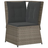5 Piece Garden Lounge Set with Cushions Grey Poly Rattan - 45-Degree Angle